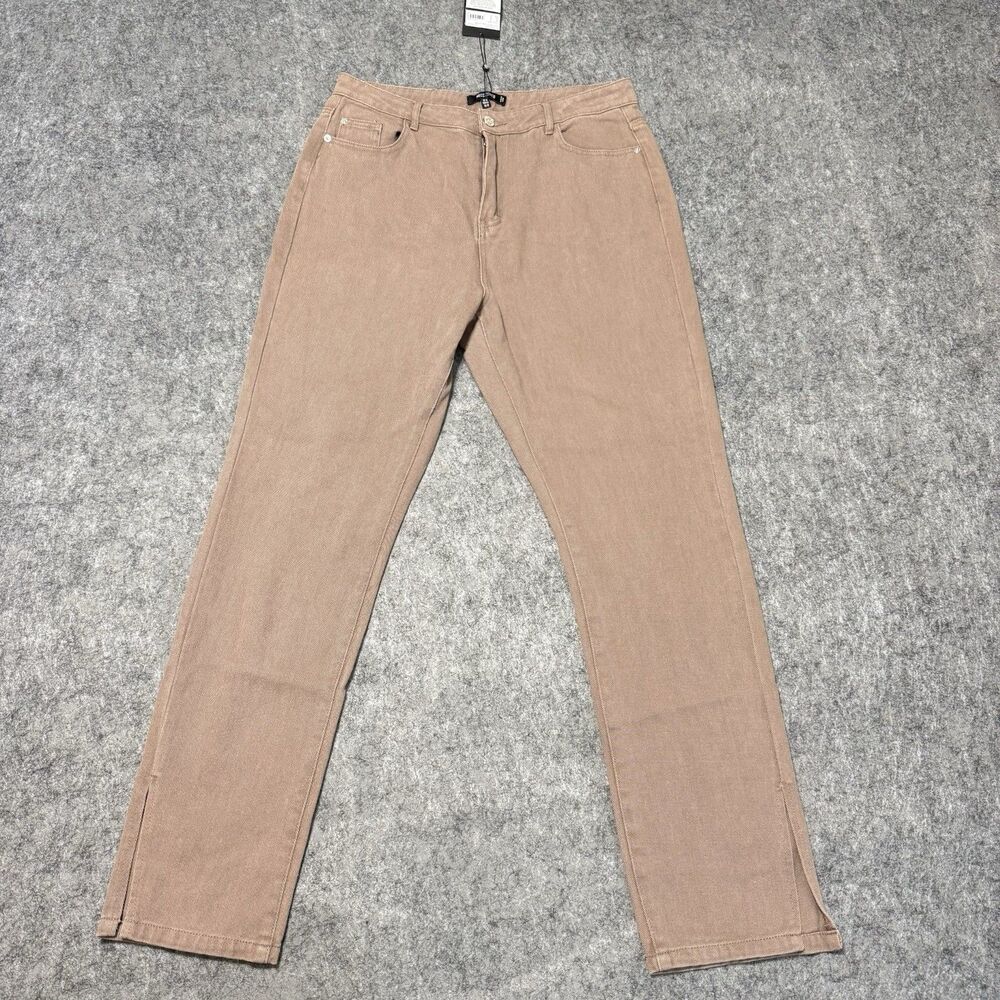 Missguided Wrath Jeans Size 10 US New NWT Chocolate Brown Split Hem Straight Leg